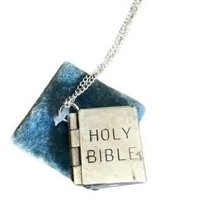 Vintage Ten Commandments necklace 925 sterling Pendant Locket New NWT